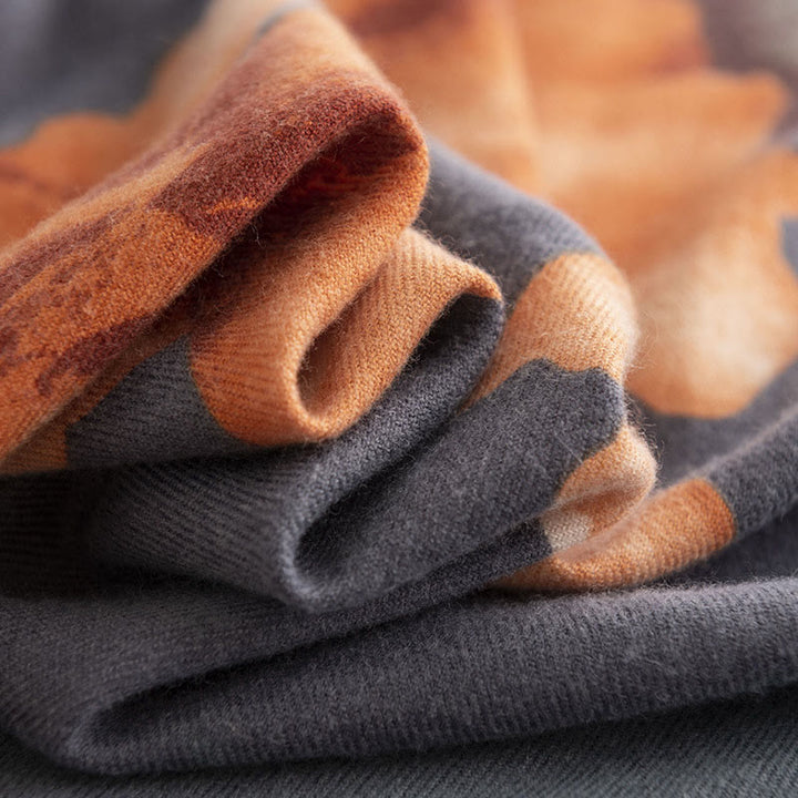 Buddha Stones ​​Tibetischer Schal Künstlerischer Stil Hibiskus Syriacus Print Herbst Winter Gemütlicher warmer Schal Wickelschal - image 3