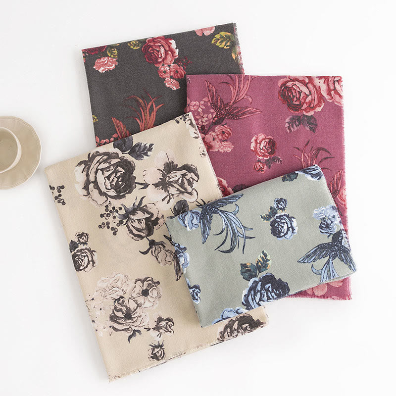 Buddha Stones, tibetischer Schal, Garten-Stil, Rosen-Blumendruck, Herbst/Winter, weicher, warmer Schal - image 1