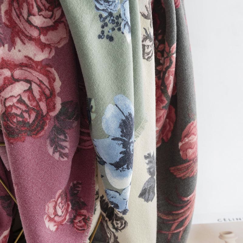 Buddha Stones, tibetischer Schal, Garten-Stil, Rosen-Blumendruck, Herbst/Winter, weicher, warmer Schal - image 14