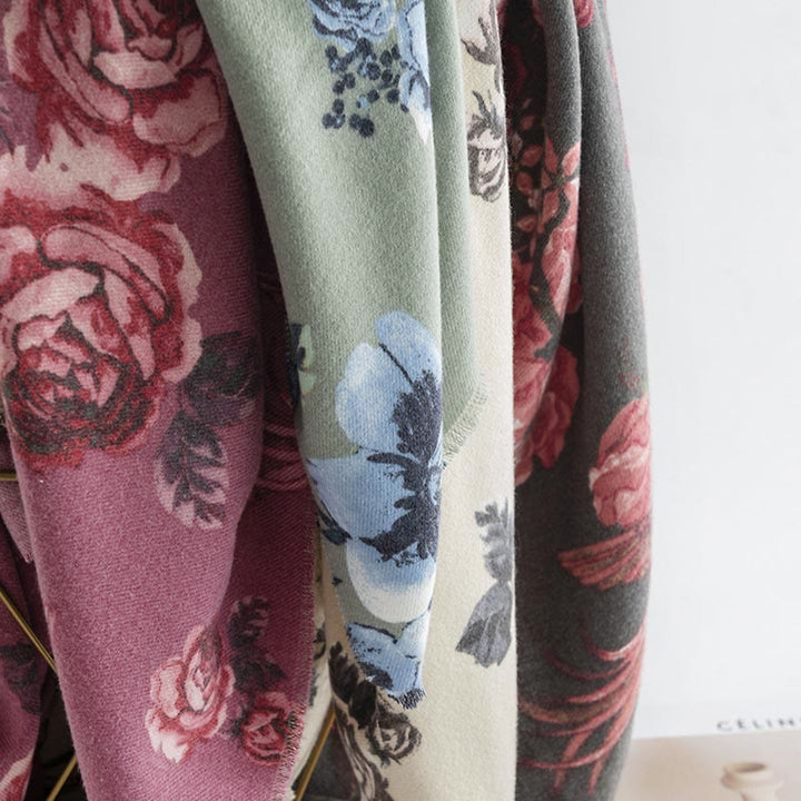 Buddha Stones, tibetischer Schal, Garten-Stil, Rosen-Blumendruck, Herbst/Winter, weicher, warmer Schal - image 14