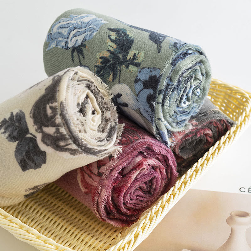 Buddha Stones, tibetischer Schal, Garten-Stil, Rosen-Blumendruck, Herbst/Winter, weicher, warmer Schal - image 12