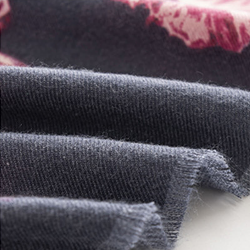 Buddha Stones Tibetischer Schal Eleganter Blumendruck Herbst Winter Weicher warmer Schal Wickelschal - image 12