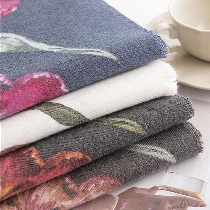 Buddha Stones Tibetischer Schal Eleganter Blumendruck Herbst Winter Weicher warmer Schal Wickelschal - image 15