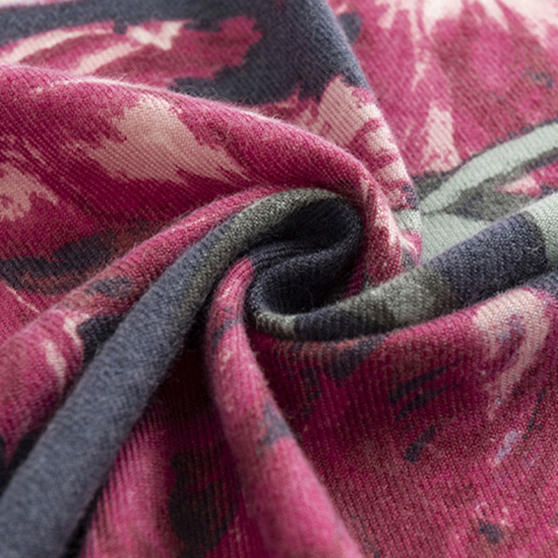 Buddha Stones Tibetischer Schal Eleganter Blumendruck Herbst Winter Weicher warmer Schal Wickelschal - image 8