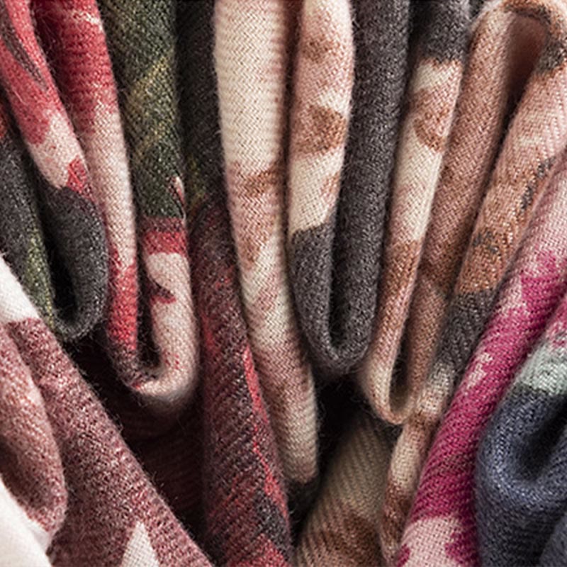 Buddha Stones Tibetischer Schal Eleganter Blumendruck Herbst Winter Weicher warmer Schal Wickelschal - image 16