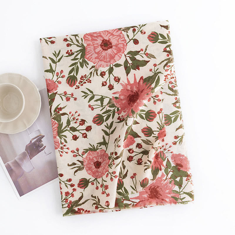 Tibetischer Schal mit Buddha Stones, eleganter, süßer Stil, großer Blumen-/Blatt-Druck, weicher, warmer Schal, Wickeltuch - image 1