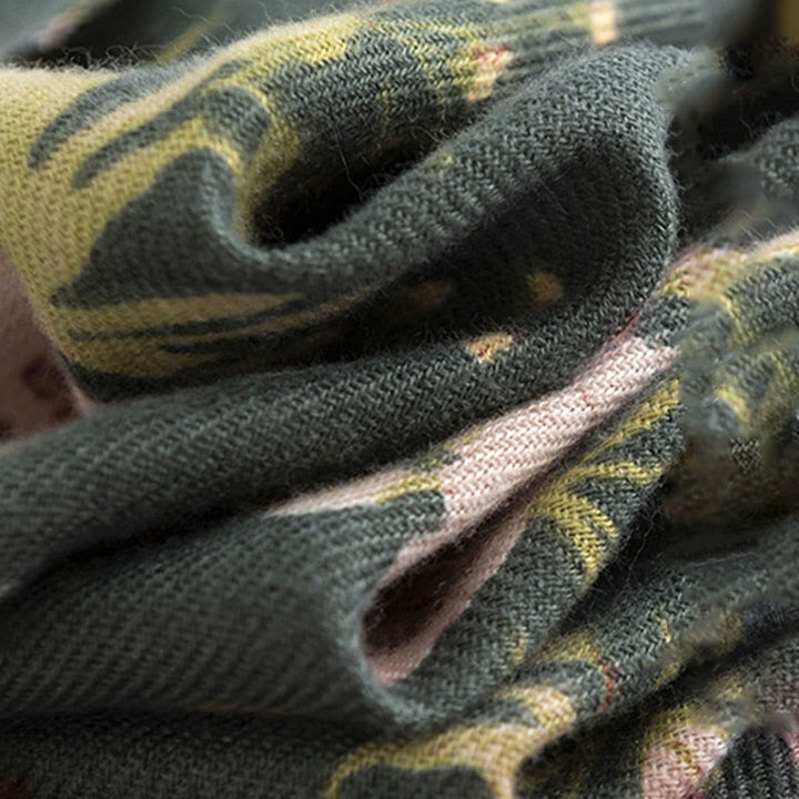 Buddha Stones, tibetischer Schal, blühende Blumen, üppige Blätter, Druck, Herbst/Winter, weicher, warmer Schal, Wickeltuch - image 5