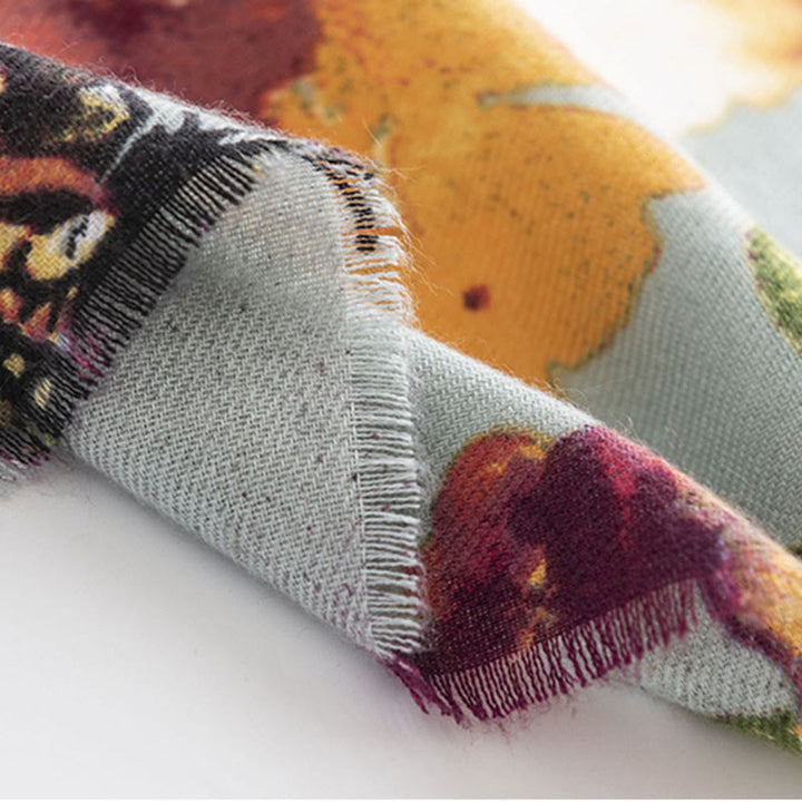 Buddha Stones, tibetischer, bunter Schmetterlings-Blumendruck, Schal für Herbst und Winter, weicher, warmer Schal - image 8