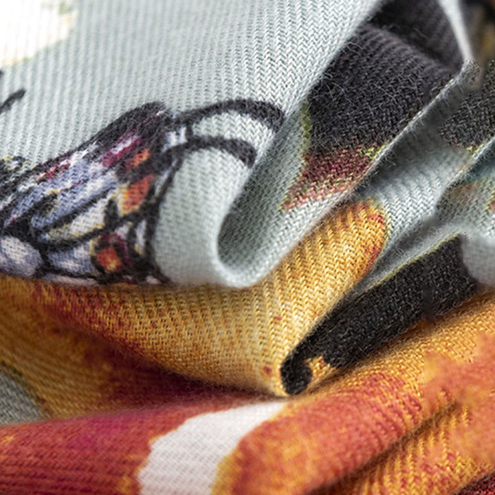 Buddha Stones, tibetischer, bunter Schmetterlings-Blumendruck, Schal für Herbst und Winter, weicher, warmer Schal - image 5