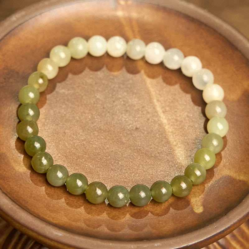 Armband aus Hetian-Jade mit Farbverlauf und Buddha Stones