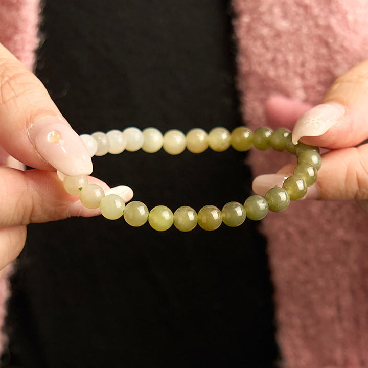 Armband aus Hetian-Jade mit Farbverlauf und Buddha Stones