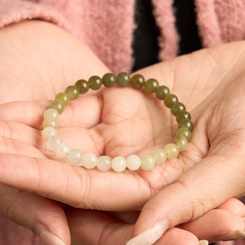 Armband aus Hetian-Jade mit Farbverlauf und Buddha Stones