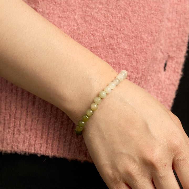 Armband aus Hetian-Jade mit Farbverlauf und Buddha Stones