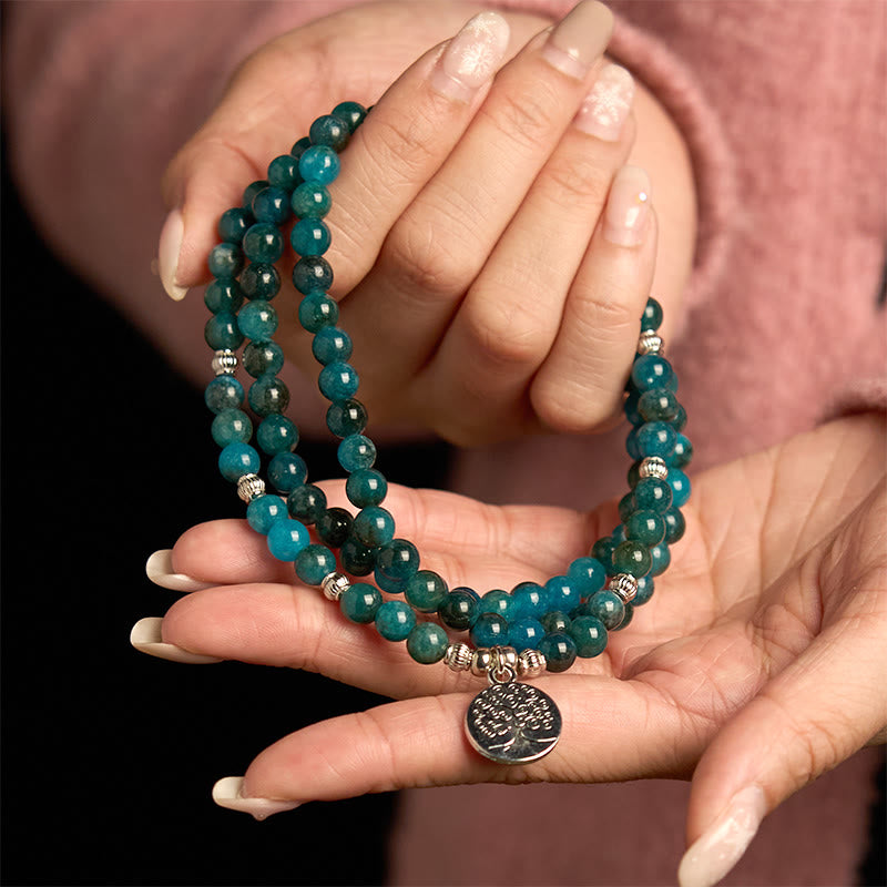 Buddha Stones ​​108 Mala-Perlen Apatit-Perle Om Der Baum des Lebens Lotus-Armband - image 8