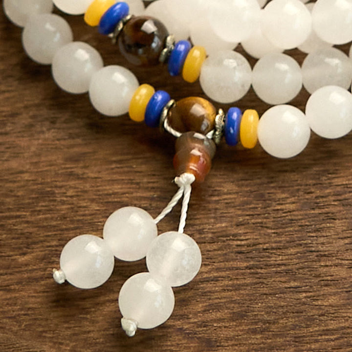 Buddha Stones 108 Mala-Perlen, natürlicher Quarzit, Reichtum, Glück, Armband - image 14