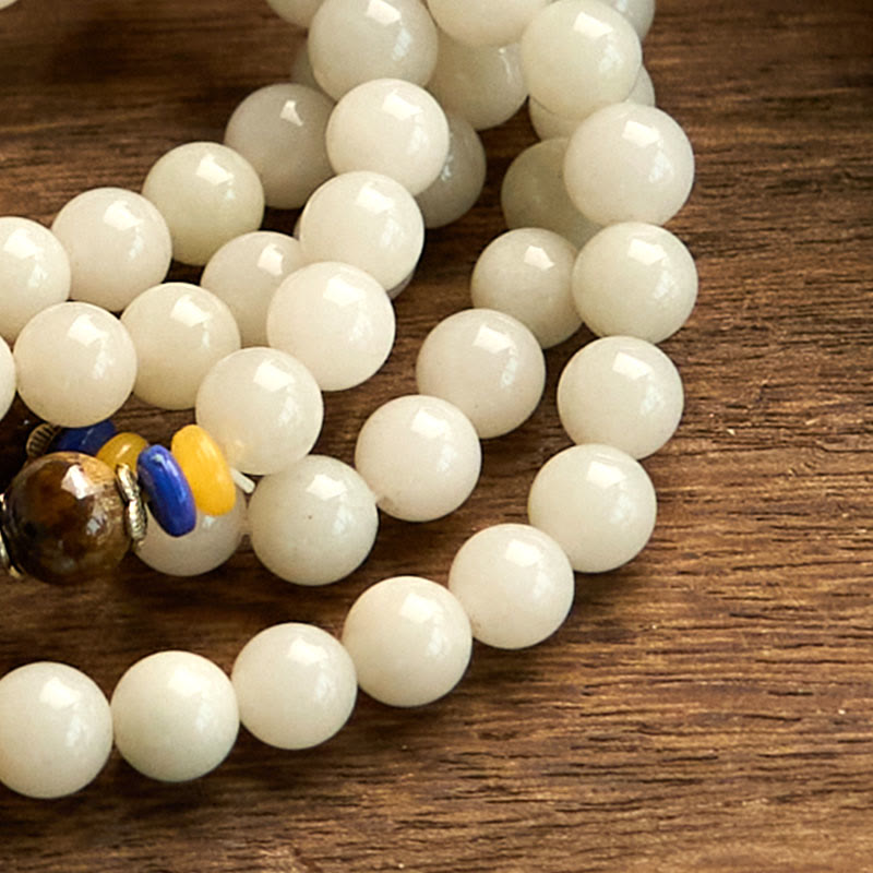 Buddha Stones 108 Mala-Perlen, natürlicher Quarzit, Reichtum, Glück, Armband - image 12