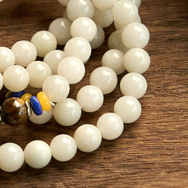 Buddha Stones 108 Mala-Perlen, natürlicher Quarzit, Reichtum, Glück, Armband - image 12