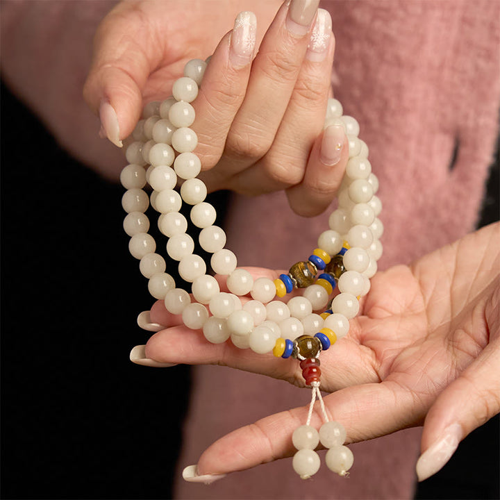 Buddha Stones 108 Mala-Perlen, natürlicher Quarzit, Reichtum, Glück, Armband - image 4