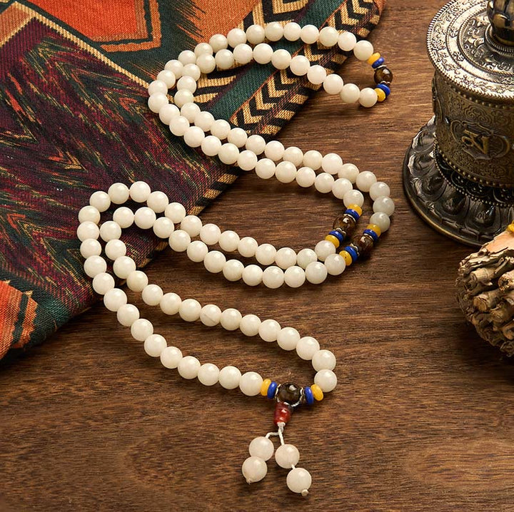 Buddha Stones 108 Mala-Perlen, natürlicher Quarzit, Reichtum, Glück, Armband - image 8