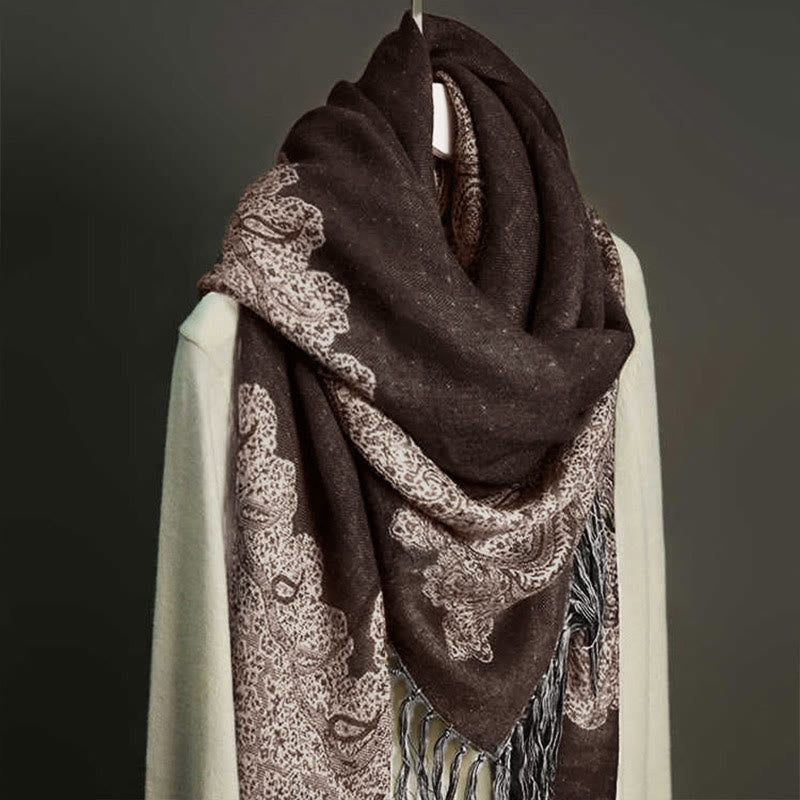 Buddha Stones , tibetischer Cashew-Jacquard, bunter Blumendruck, Quasten, Schal für Herbst und Winter, weicher, warmer Schal - image 2