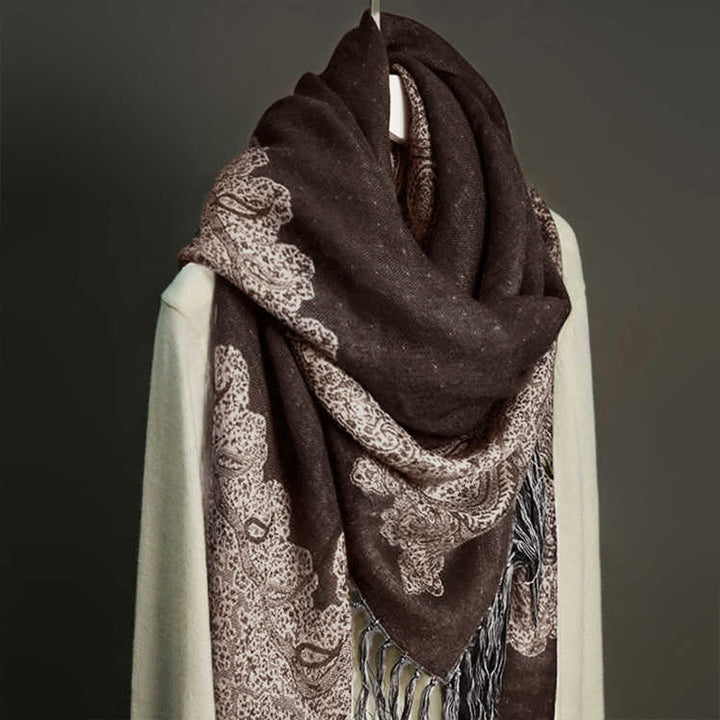 Buddha Stones , tibetischer Cashew-Jacquard, bunter Blumendruck, Quasten, Schal für Herbst und Winter, weicher, warmer Schal - image 2