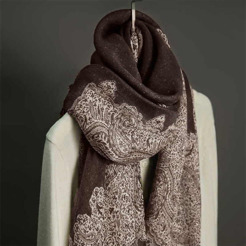 Buddha Stones , tibetischer Cashew-Jacquard, bunter Blumendruck, Quasten, Schal für Herbst und Winter, weicher, warmer Schal - image 1