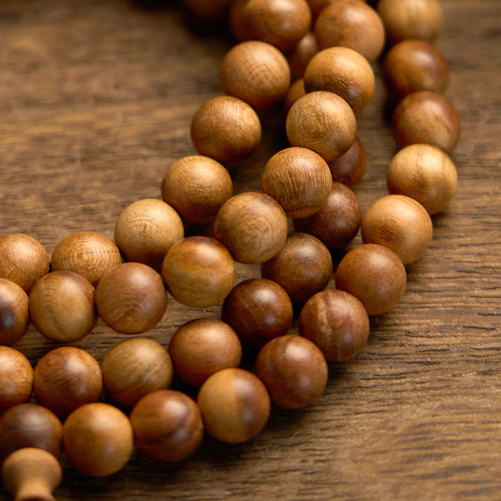 Buddha Stones 108 Mala-Perlen Blitzschlag Pfirsichholz Handpoliertes Schutzarmband - image 8