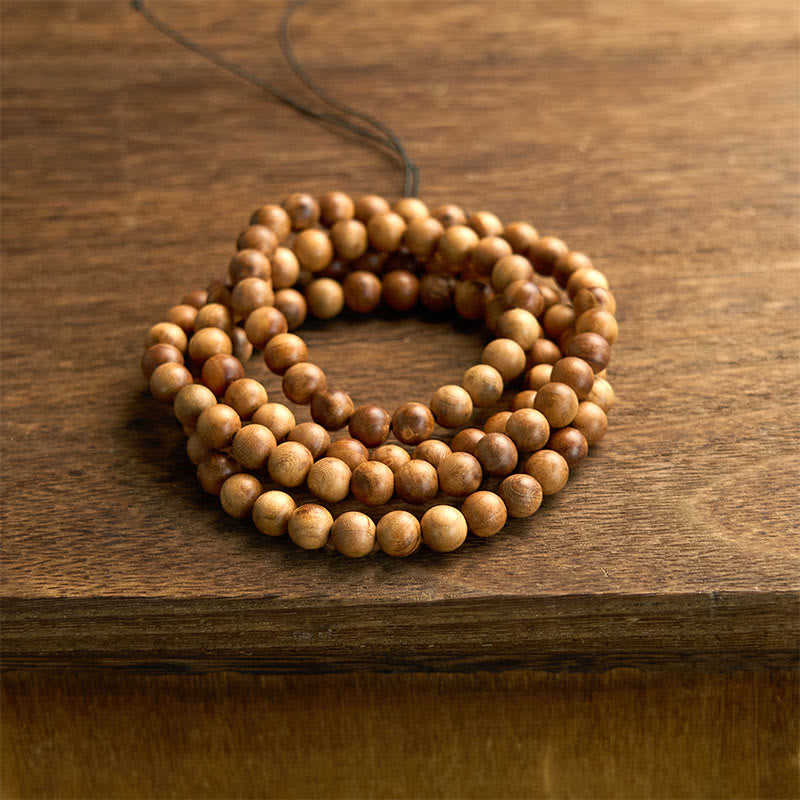 Buddha Stones 108 Mala-Perlen Blitzschlag Pfirsichholz Handpoliertes Schutzarmband - image 6