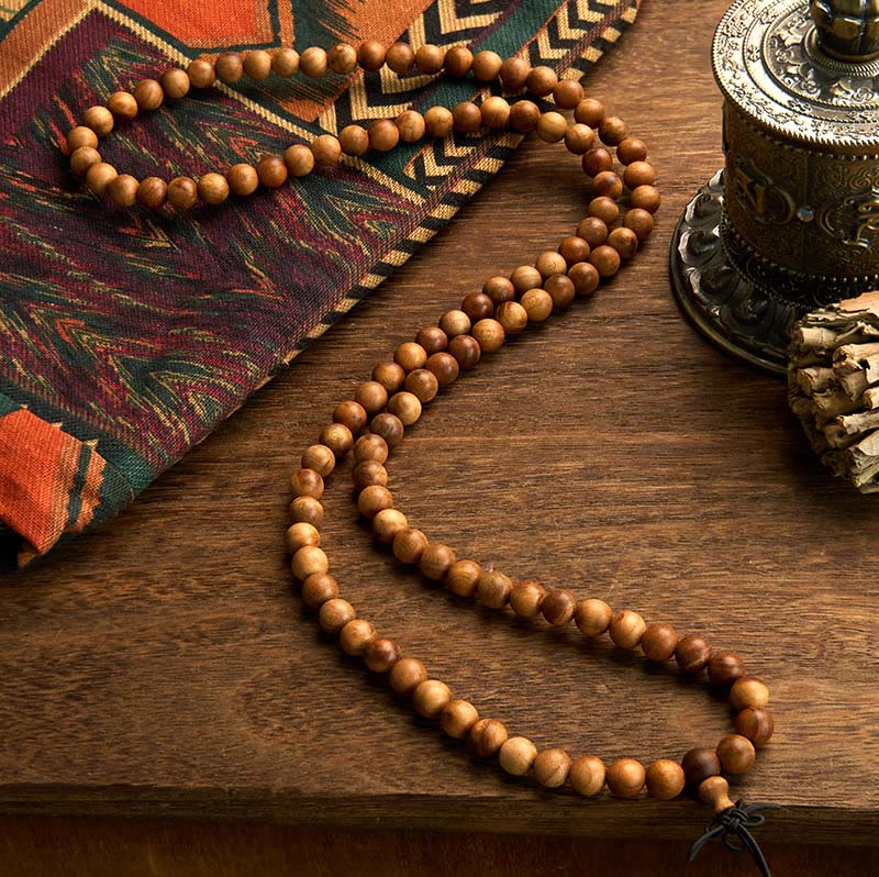 Buddha Stones 108 Mala-Perlen Blitzschlag Pfirsichholz Handpoliertes Schutzarmband - image 1
