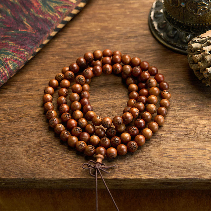 Buddha Stones 108 Mala-Perlen, vom Blitz getroffenes Jujube-Holz, das goldene Licht, Mantra-Schutzarmband