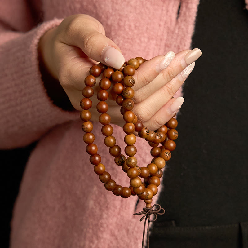 Buddha Stones 108 Mala-Perlen, vom Blitz getroffenes Jujube-Holz, das goldene Licht, Mantra-Schutzarmband