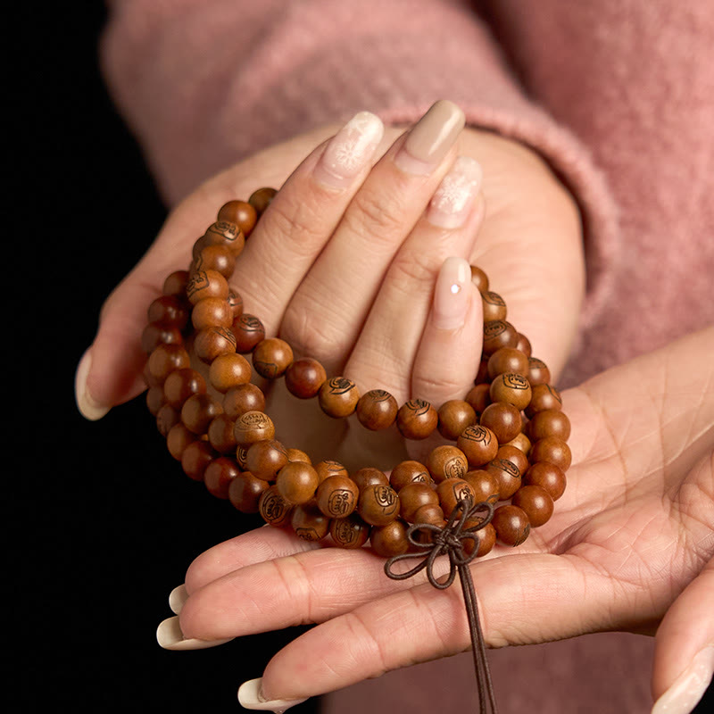 Buddha Stones 108 Mala-Perlen, vom Blitz getroffenes Jujube-Holz, das goldene Licht, Mantra-Schutzarmband