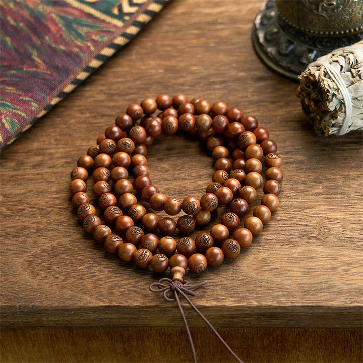 Buddha Stones 108 Mala-Perlen, vom Blitz getroffenes Jujube-Holz, das goldene Licht, Mantra-Schutzarmband