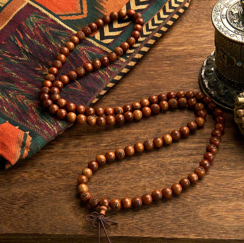 Buddha Stones 108 Mala-Perlen, vom Blitz getroffenes Jujube-Holz, das goldene Licht, Mantra-Schutzarmband