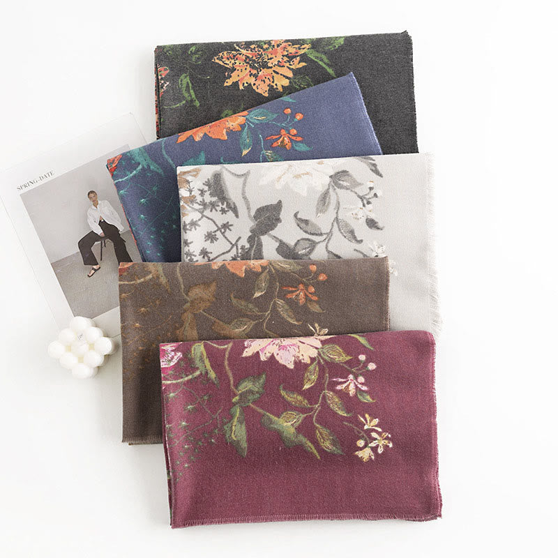 Buddha Stones, tibetischer Multiflora-Rose-Druckmuster-Design, Schal, Herbst/Winter, gemütlicher warmer Schal, Wickeltuch - image 1