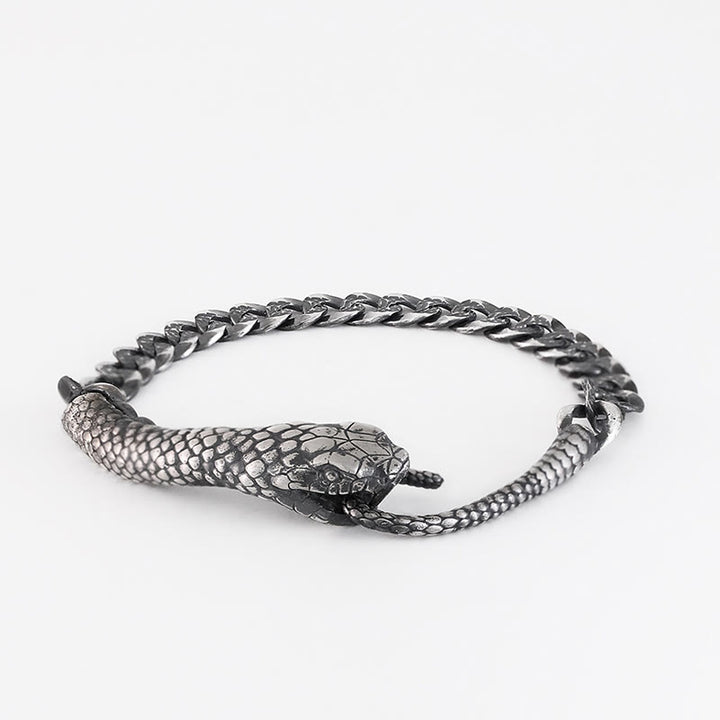 Buddha Stones ​​Sterling Silber Schlange Form Textur Jahr der Schlange Segen Armband - image 8