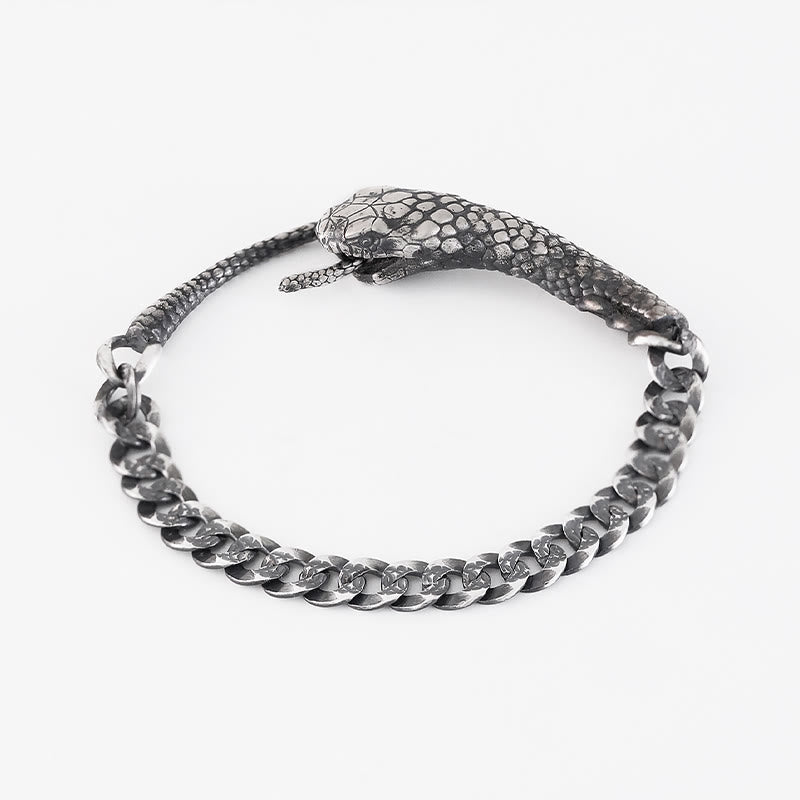 Buddha Stones ​​Sterling Silber Schlange Form Textur Jahr der Schlange Segen Armband - image 9