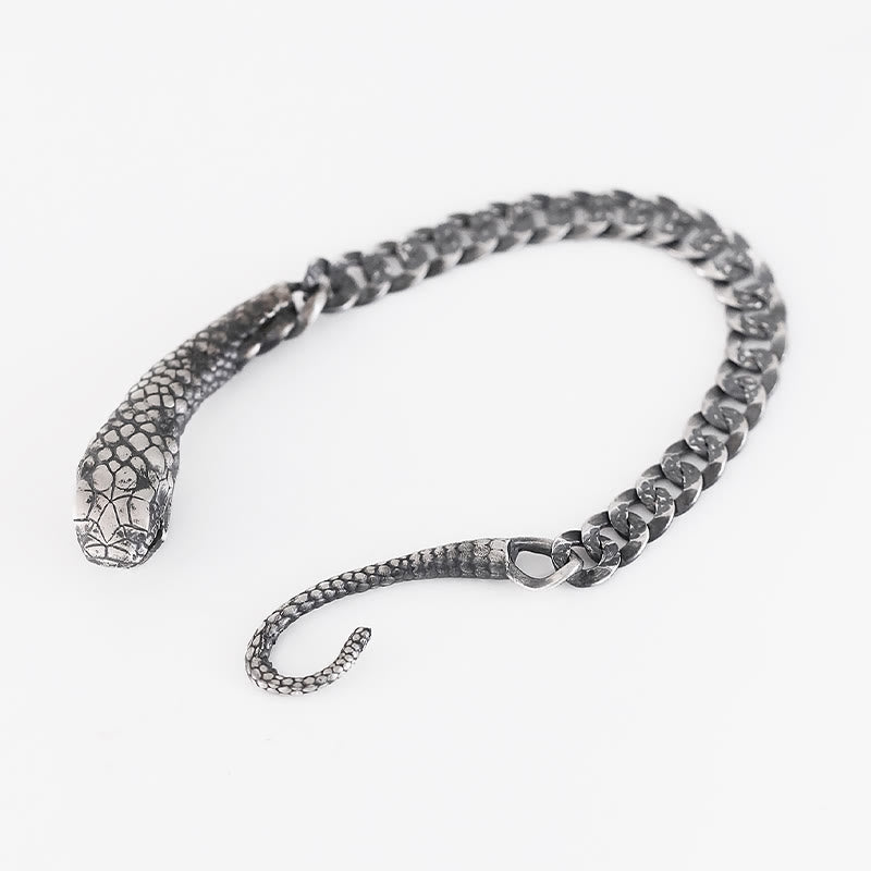 Buddha Stones ​​Sterling Silber Schlange Form Textur Jahr der Schlange Segen Armband - image 10