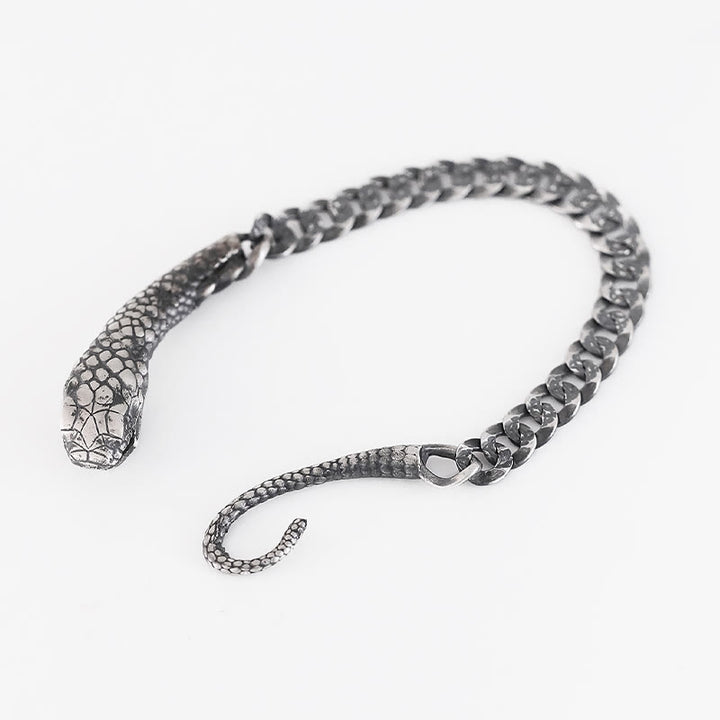 Buddha Stones ​​Sterling Silber Schlange Form Textur Jahr der Schlange Segen Armband - image 10