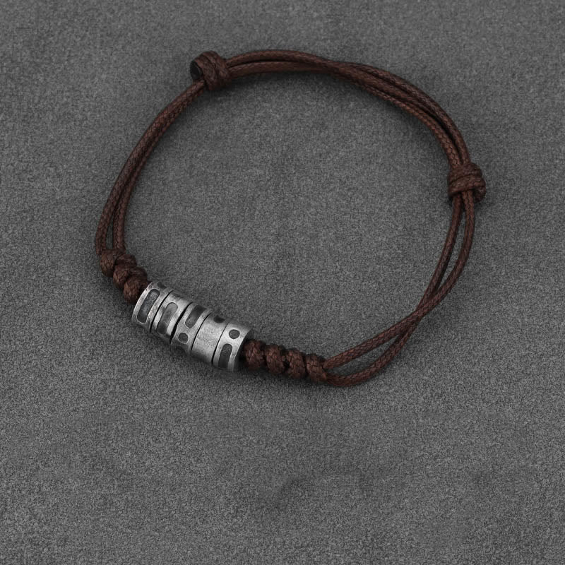 Buddha Stones 999 Sterling Silber Morsecode Wachsseil Segensarmband - Braunes Wachsseil aus 999er Sterlingsilber (Handgelenkumfang: 14–21 cm) - Morsecode: GLÜCK - image 12