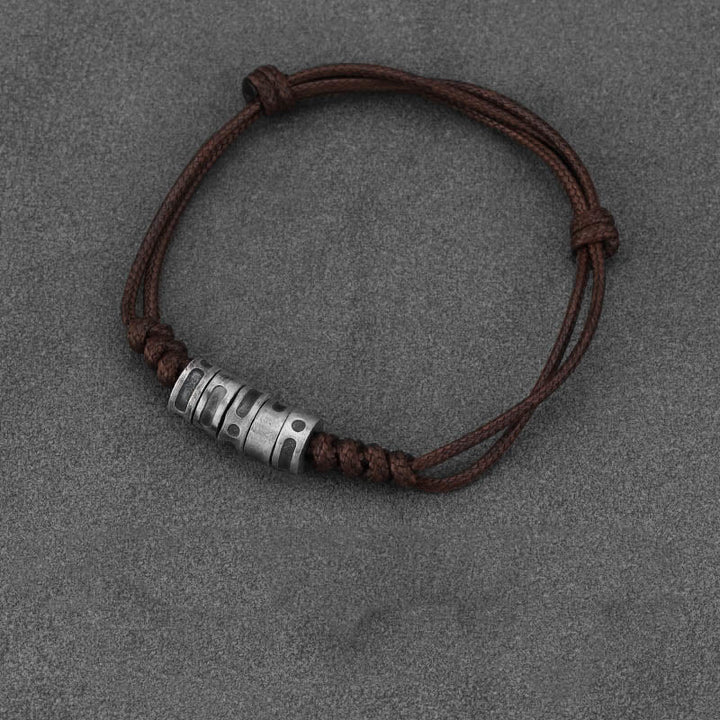 Buddha Stones 999 Sterling Silber Morsecode Wachsseil Segensarmband - Braunes Wachsseil aus 999er Sterlingsilber (Handgelenkumfang: 14–21 cm) - Morsecode: GLÜCK - image 12