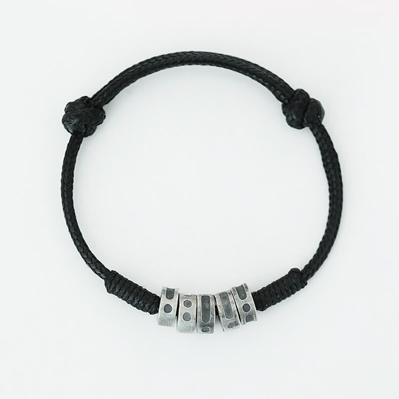 Buddha Stones 999 Sterling Silber Morsecode Wachsseil Segensarmband - image 3
