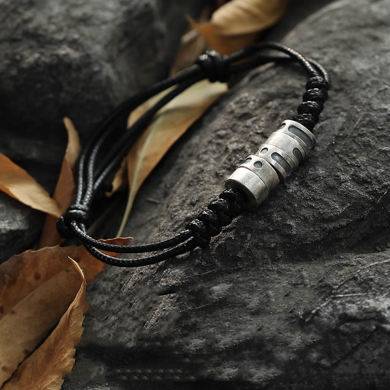 Buddha Stones 999 Sterling Silber Morsecode Wachsseil Segensarmband - image 2