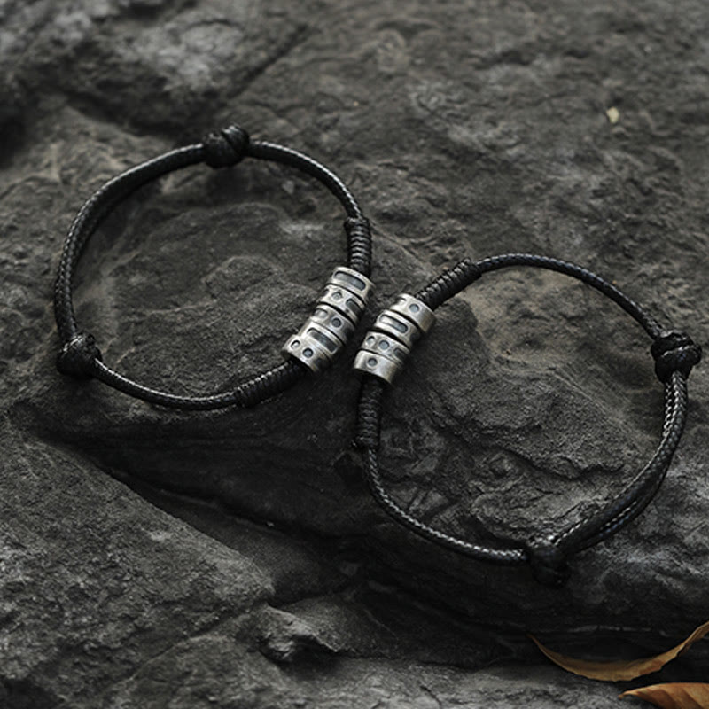 Buddha Stones 999 Sterling Silber Morsecode Wachsseil Segensarmband - image 9