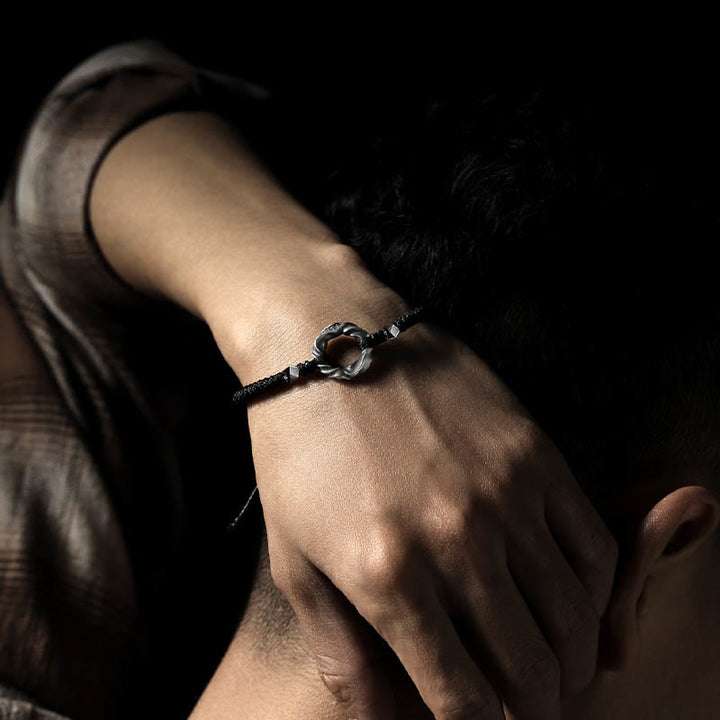 Buddha Stones 999 Sterling Silber Peace Schnalle Schwarzes Wachsseil Schutzarmband - image 15