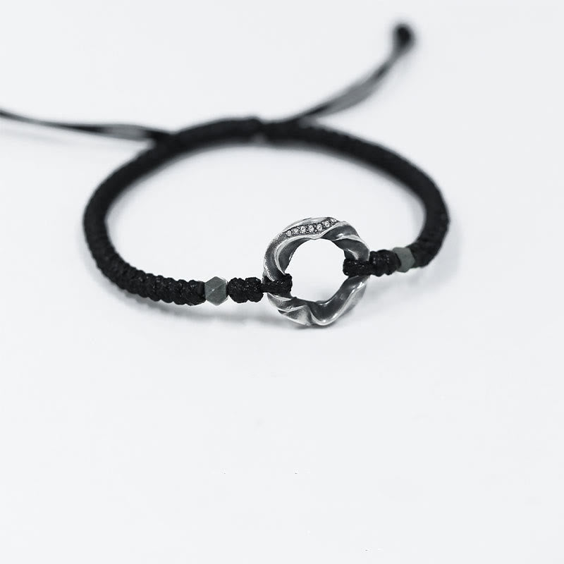 Buddha Stones 999 Sterling Silber Peace Schnalle Schwarzes Wachsseil Schutzarmband - image 11
