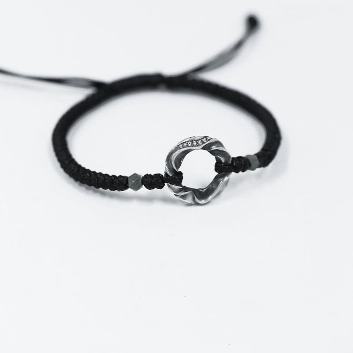 Buddha Stones 999 Sterling Silber Peace Schnalle Schwarzes Wachsseil Schutzarmband - image 11