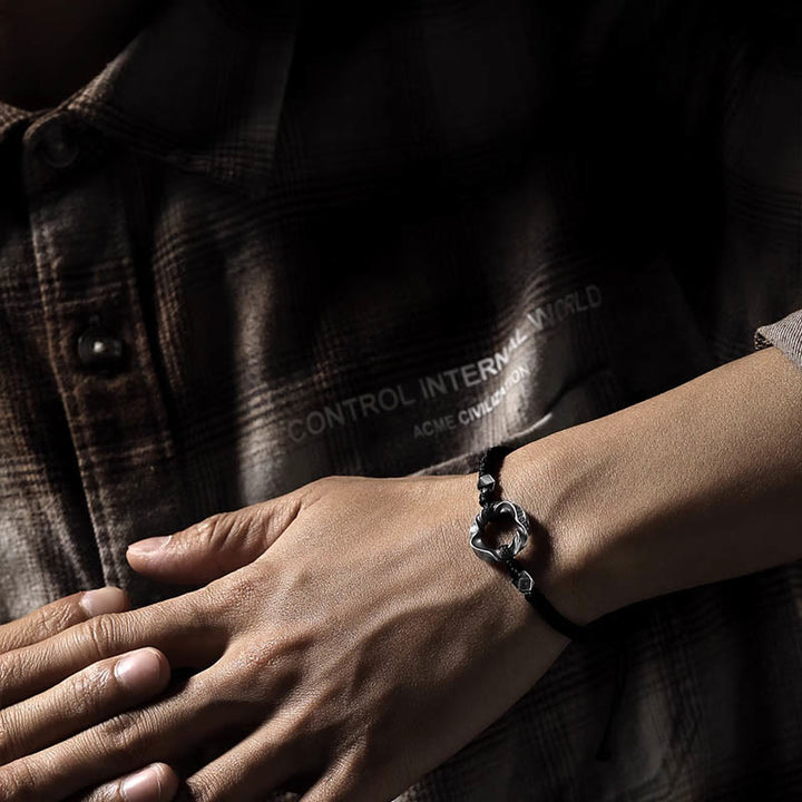 Buddha Stones 999 Sterling Silber Peace Schnalle Schwarzes Wachsseil Schutzarmband - image 14