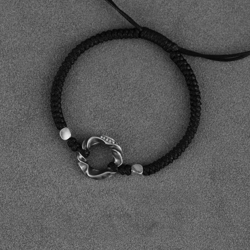 Buddha Stones 999 Sterling Silber Peace Schnalle Schwarzes Wachsseil Schutzarmband - image 13