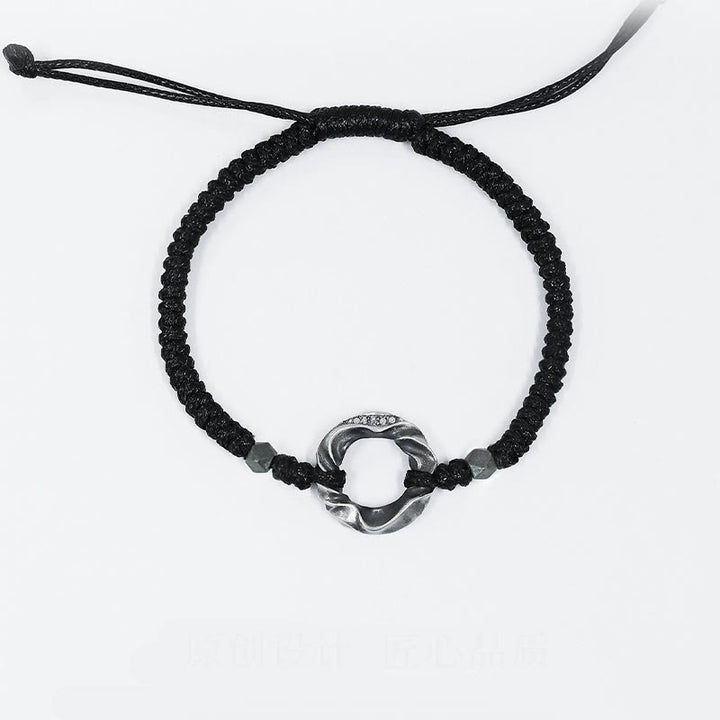 Buddha Stones 999 Sterling Silber Peace Schnalle Schwarzes Wachsseil Schutzarmband - image 12